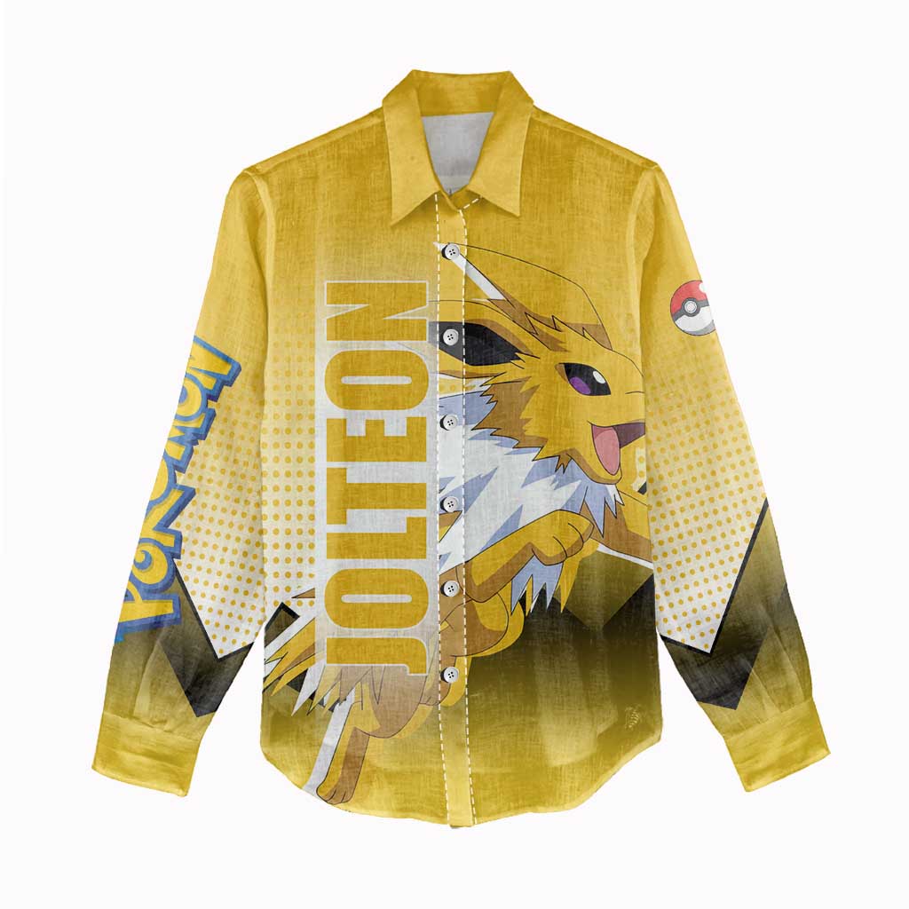 Jolteon from Poké Women Casual Shirt with Electric Type Thunderbolt and Speed Design - The Mazicc