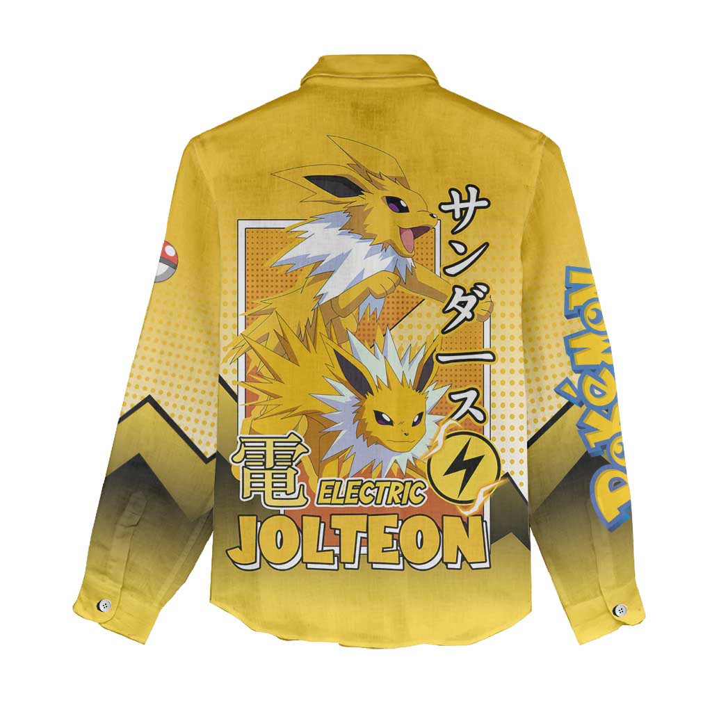 Jolteon from Poké Women Casual Shirt with Electric Type Thunderbolt and Speed Design - The Mazicc