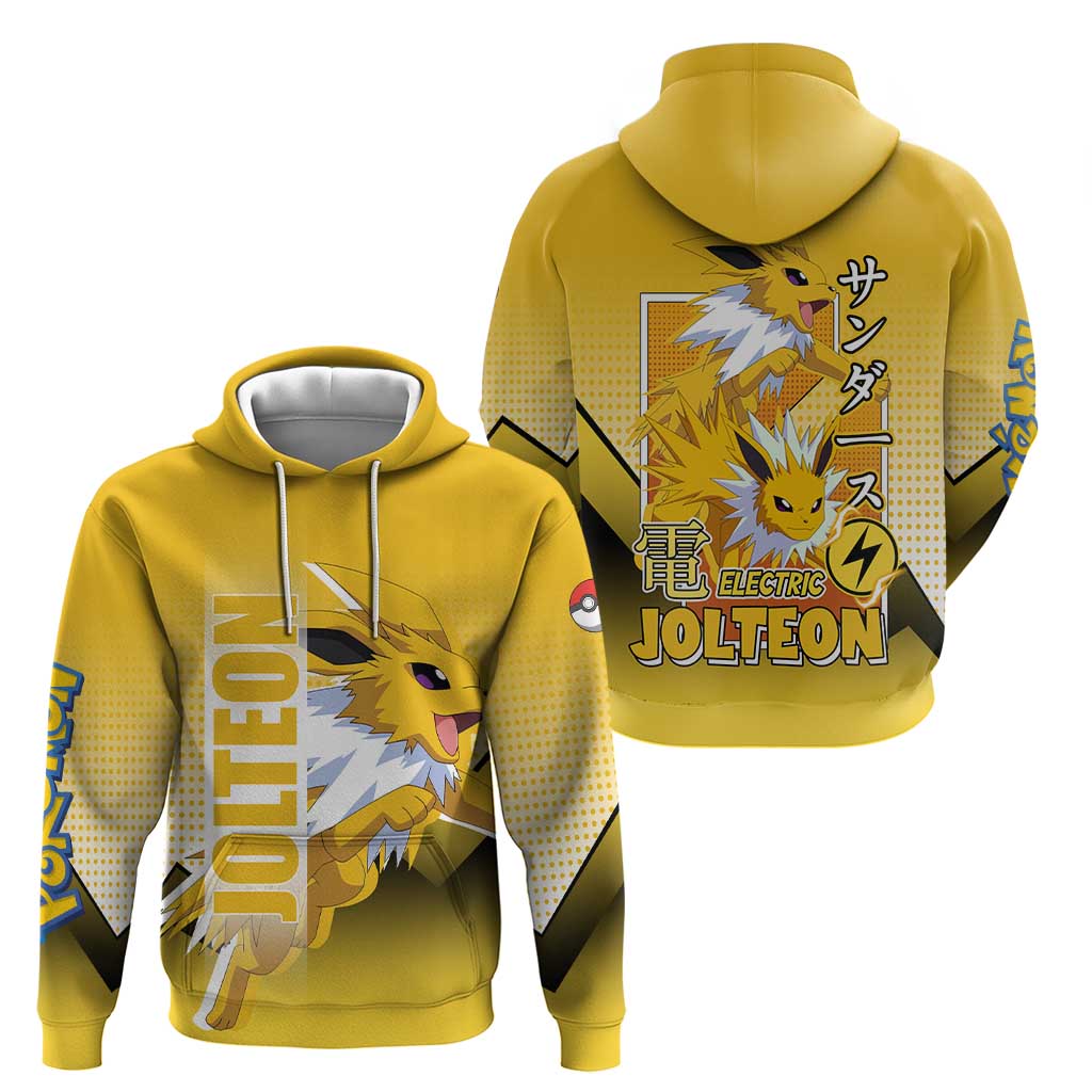 Jolteon from Poké Zip Hoodie with Electric Type Thunderbolt and Speed Design - The Mazicc