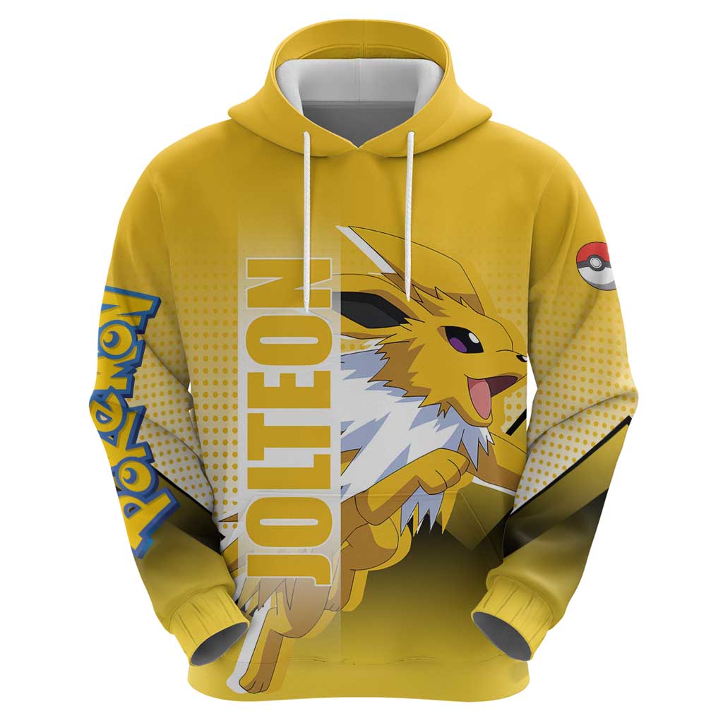 Jolteon from Poké Zip Hoodie with Electric Type Thunderbolt and Speed Design - The Mazicc