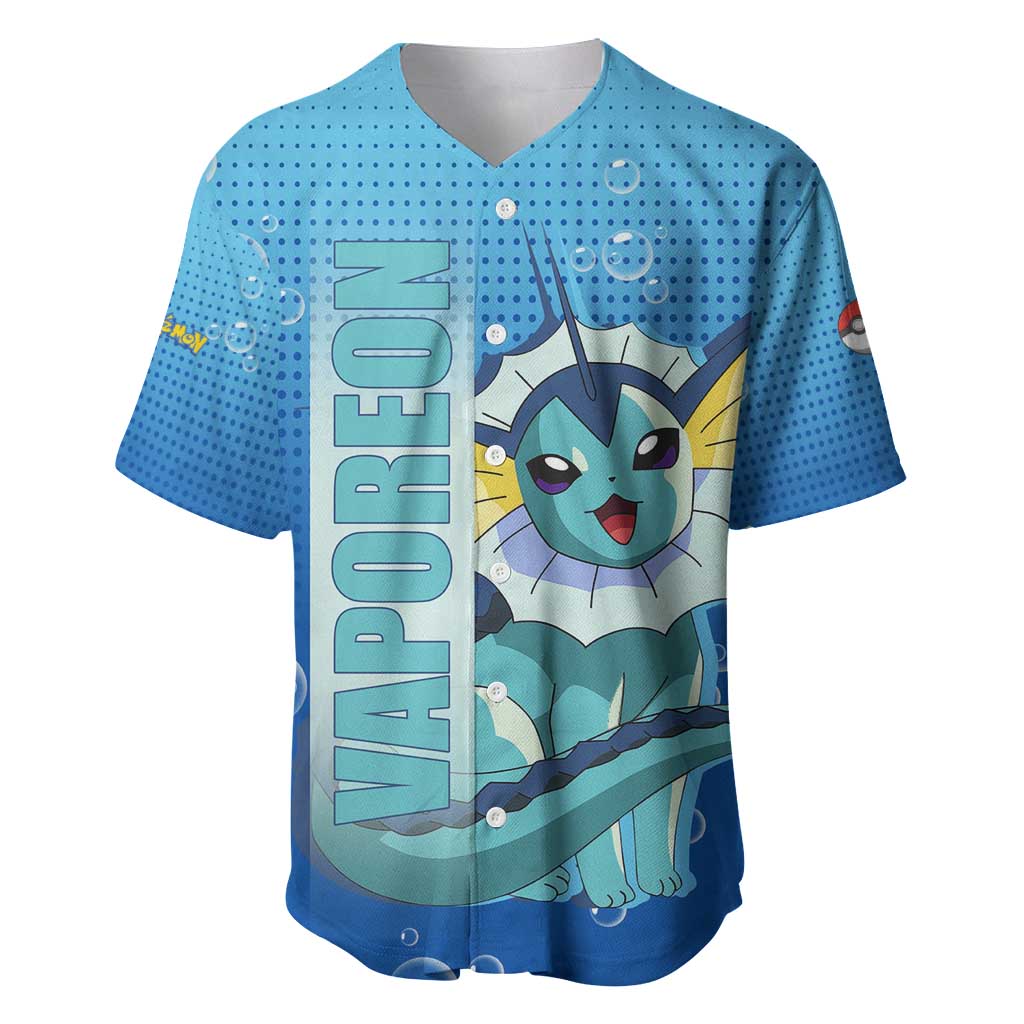 Vaporeon from Poké Baseball Jersey with Water Type Ability and Swimming Pose Design - The Mazicc
