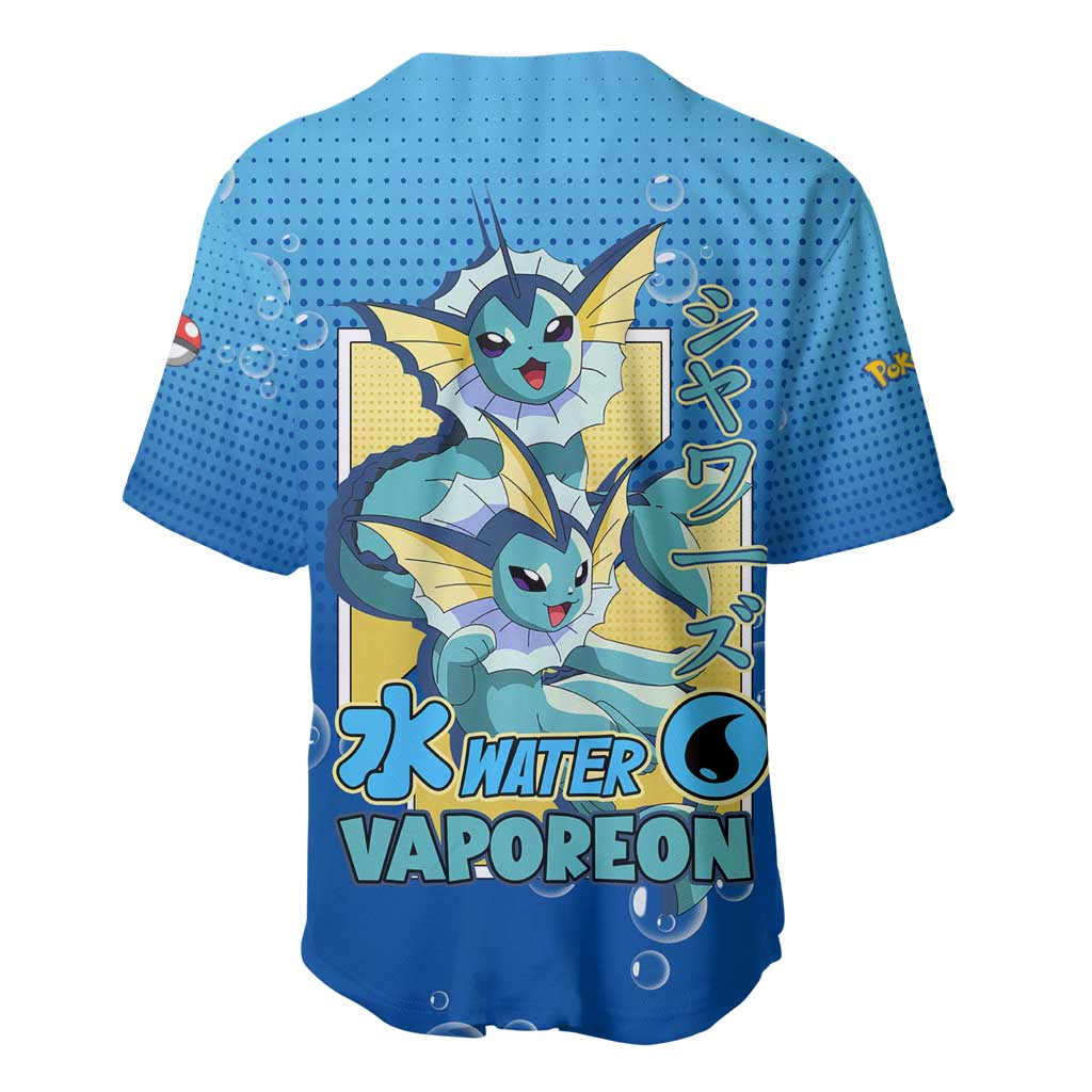 Vaporeon from Poké Baseball Jersey with Water Type Ability and Swimming Pose Design - The Mazicc