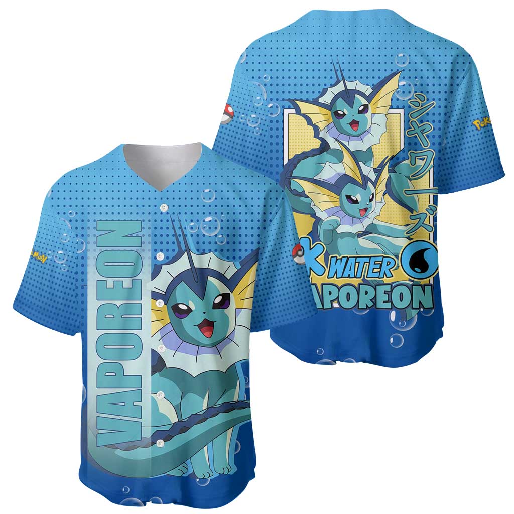 Vaporeon from Poké Baseball Jersey with Water Type Ability and Swimming Pose Design - The Mazicc