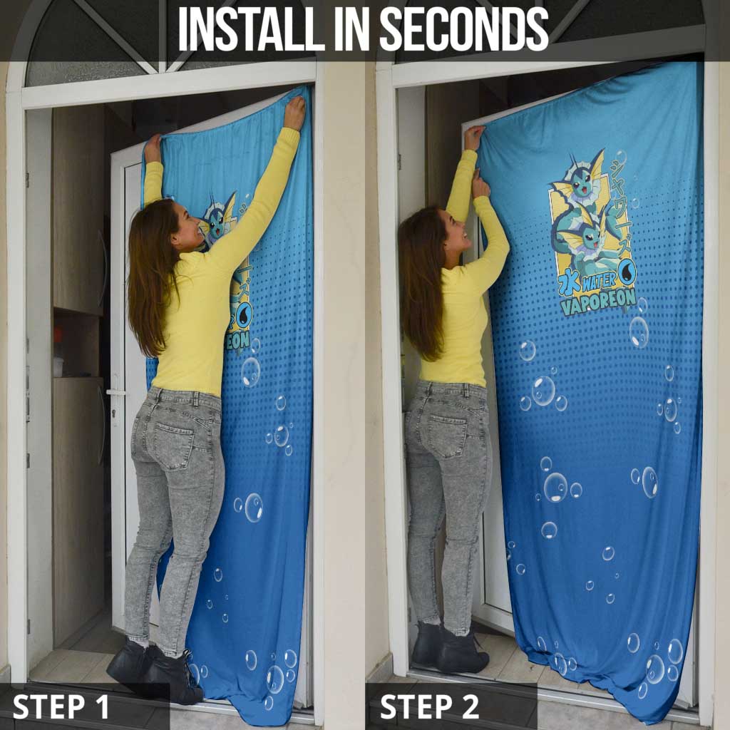Vaporeon from Poké Door Cover with Water Type Ability and Swimming Pose Design - The Mazicc