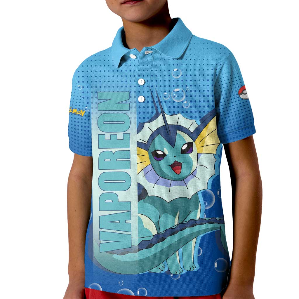 Vaporeon from Poké Kid Polo Shirt with Water Type Ability and Swimming Pose Design - The Mazicc