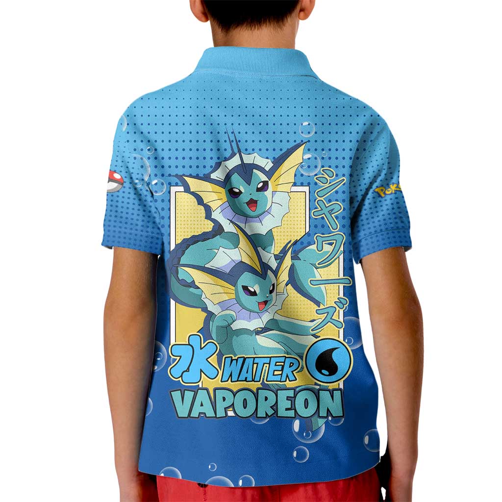 Vaporeon from Poké Kid Polo Shirt with Water Type Ability and Swimming Pose Design - The Mazicc