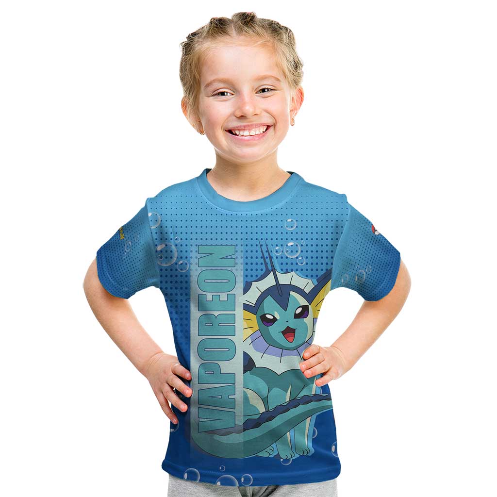 Vaporeon from Poké Kid T Shirt with Water Type Ability and Swimming Pose Design - The Mazicc