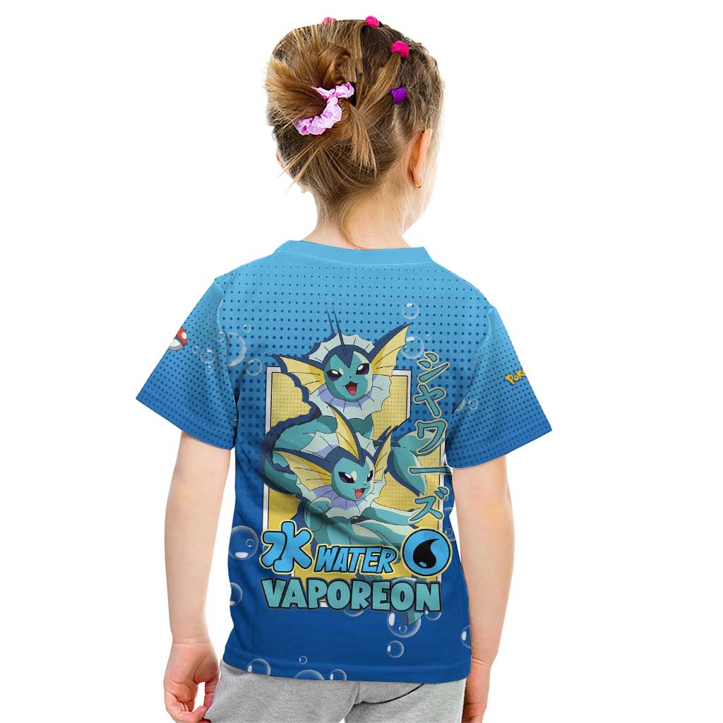 Vaporeon from Poké Kid T Shirt with Water Type Ability and Swimming Pose Design - The Mazicc