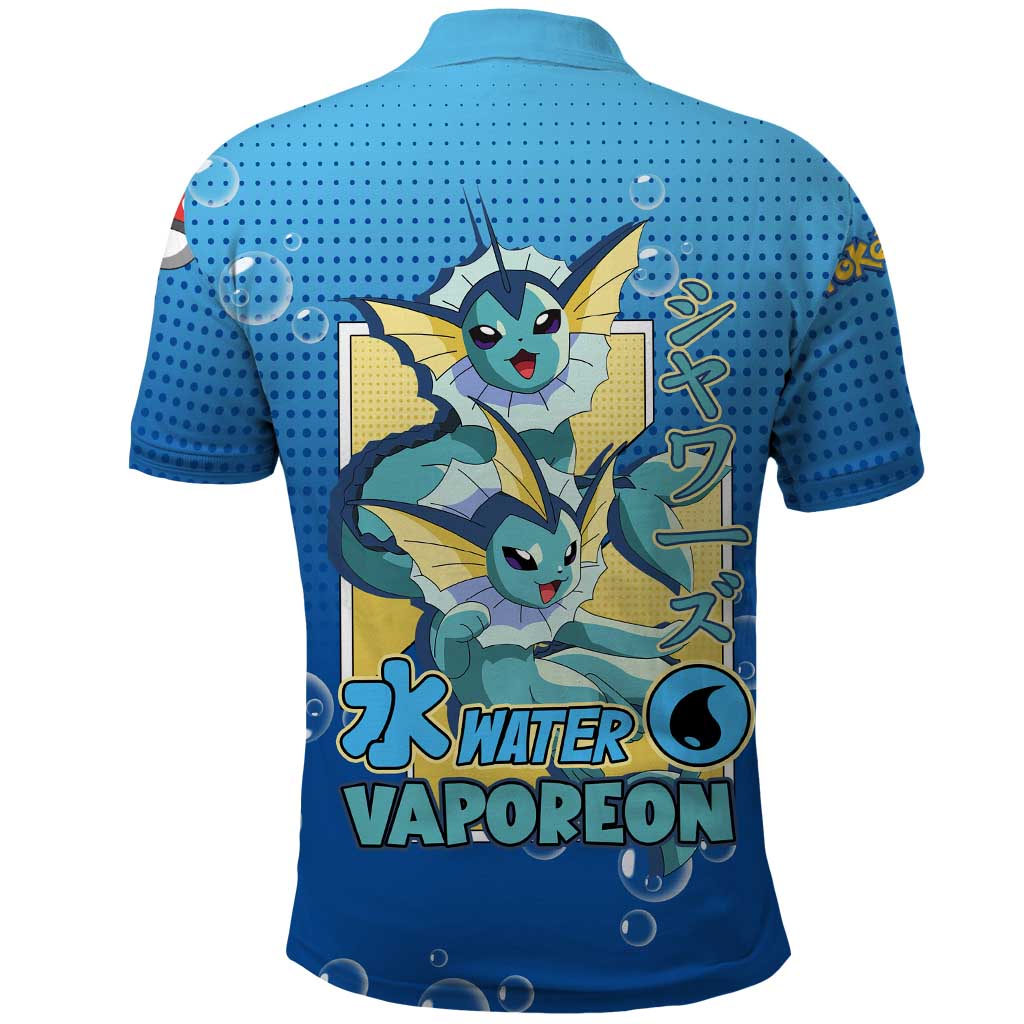 Vaporeon from Poké Polo Shirt with Water Type Ability and Swimming Pose Design - The Mazicc