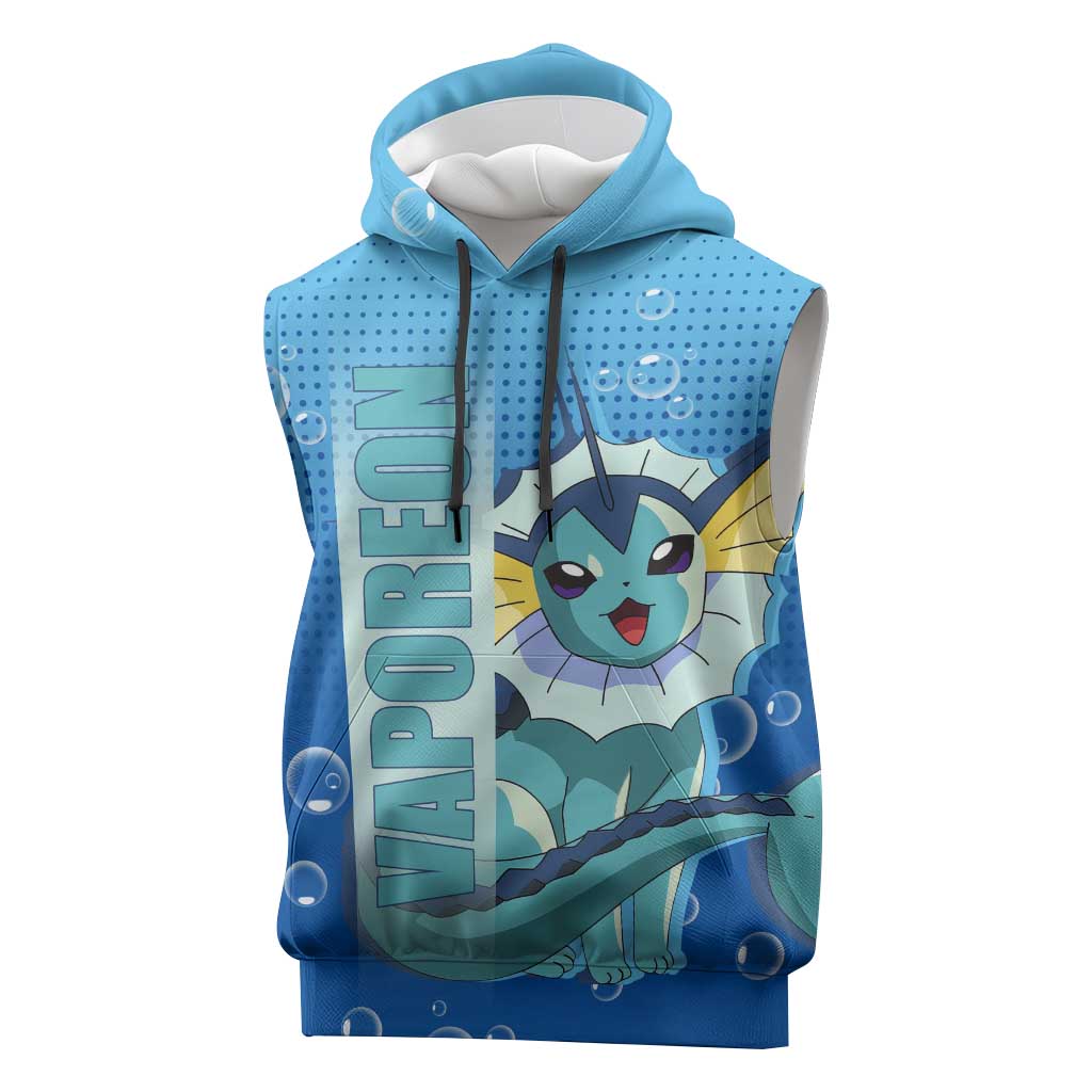 Vaporeon from Poké Sleeveless Hoodie with Water Type Ability and Swimming Pose Design - The Mazicc