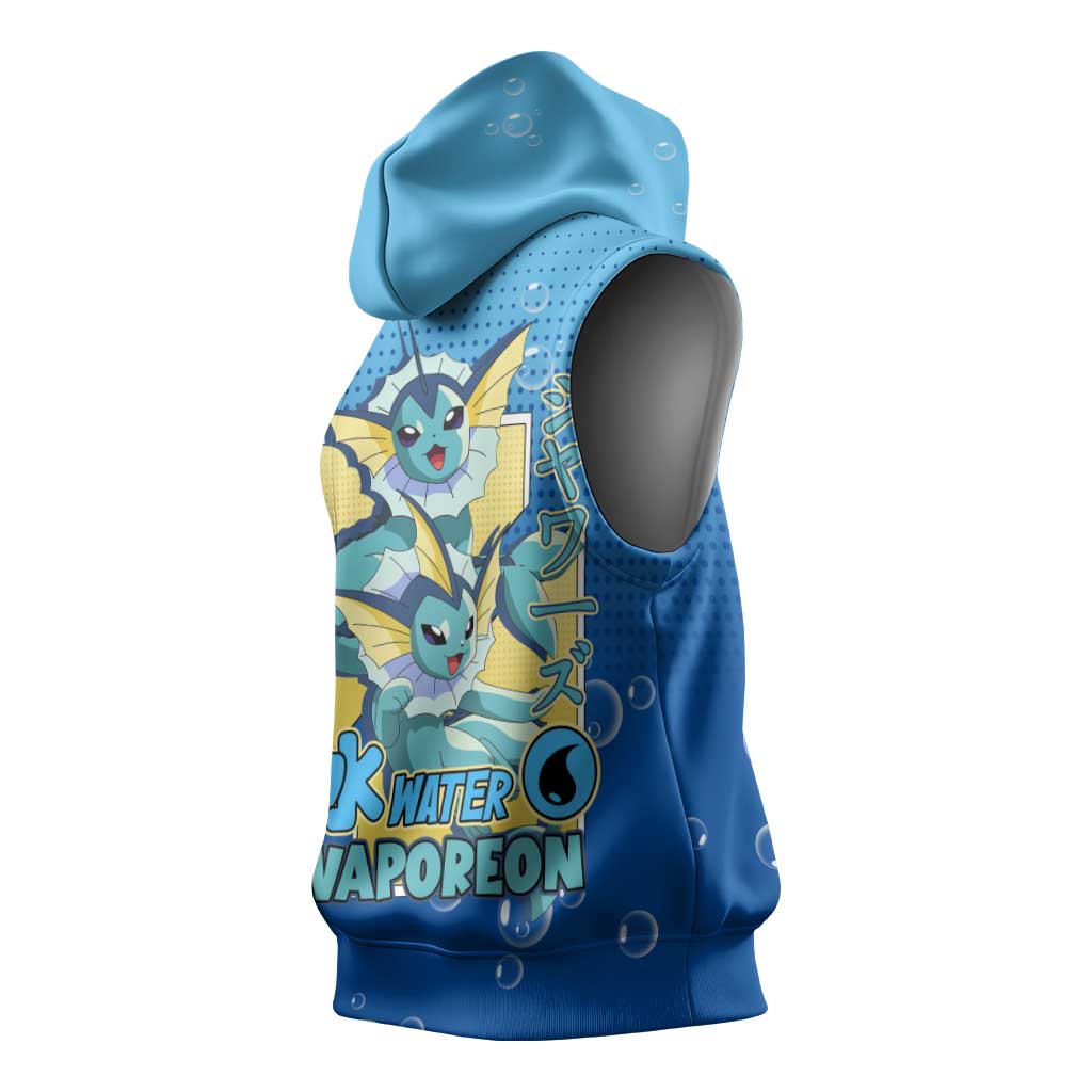 Vaporeon from Poké Sleeveless Hoodie with Water Type Ability and Swimming Pose Design - The Mazicc