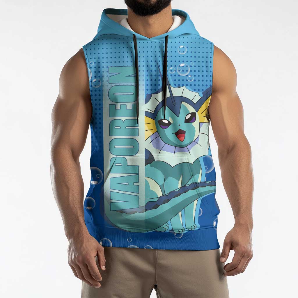 Vaporeon from Poké Sleeveless Hoodie with Water Type Ability and Swimming Pose Design - The Mazicc