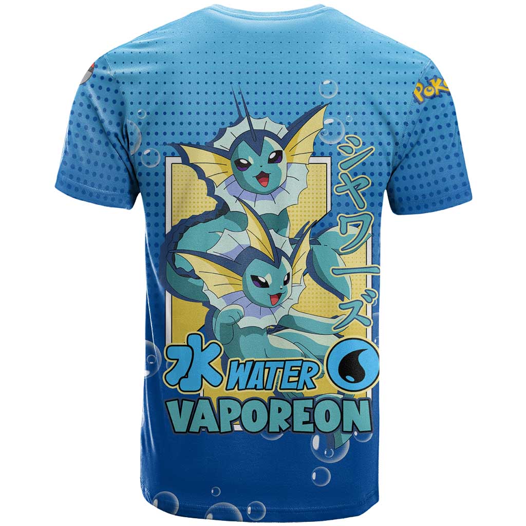 Vaporeon from Poké T Shirt with Water Type Ability and Swimming Pose Design - The Mazicc