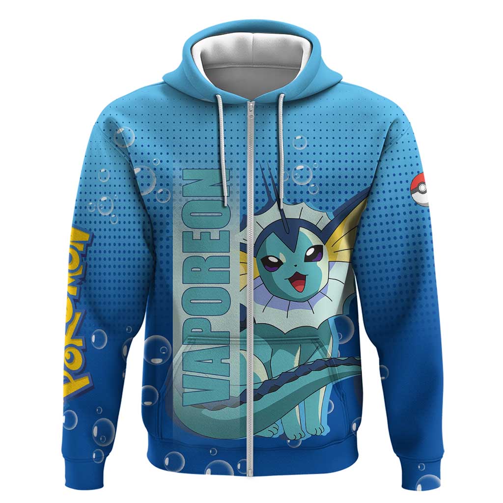 Vaporeon from Poké Zip Hoodie with Water Type Ability and Swimming Pose Design - The Mazicc