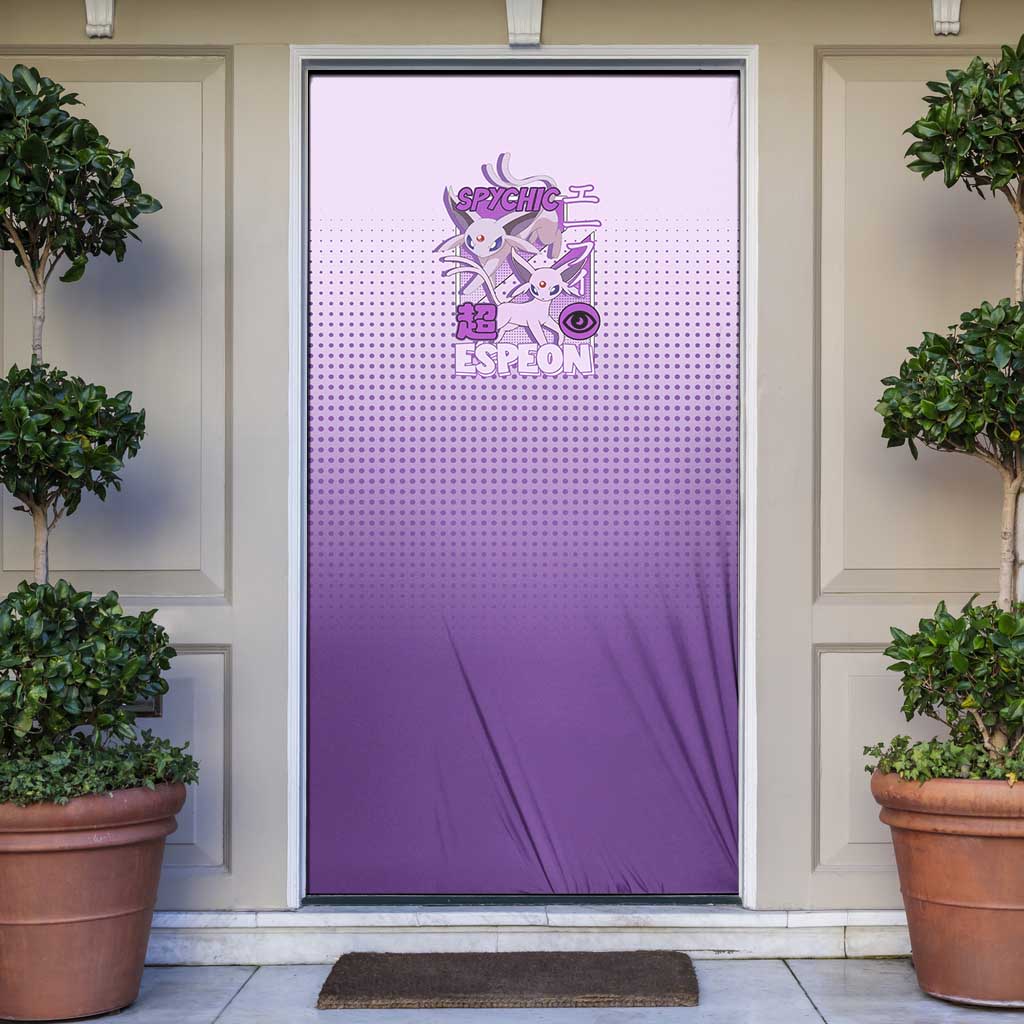 Espeon from Poké Door Cover with Psychic Type Ability and Elegant Pose Design - The Mazicc