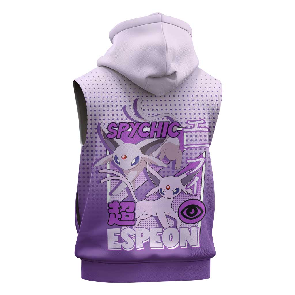 Espeon from Poké Sleeveless Zip Hoodie with Psychic Type Ability and Elegant Pose Design - The Mazicc