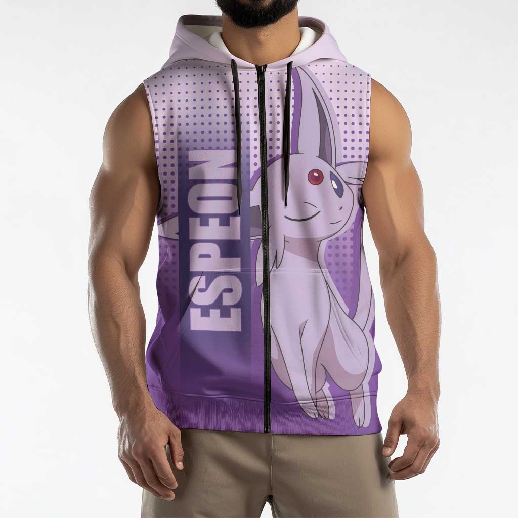 Espeon from Poké Sleeveless Zip Hoodie with Psychic Type Ability and Elegant Pose Design - The Mazicc