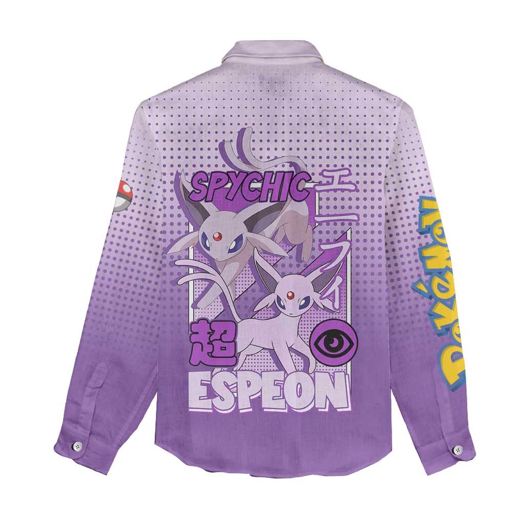 Espeon from Poké Women Casual Shirt with Psychic Type Ability and Elegant Pose Design - The Mazicc