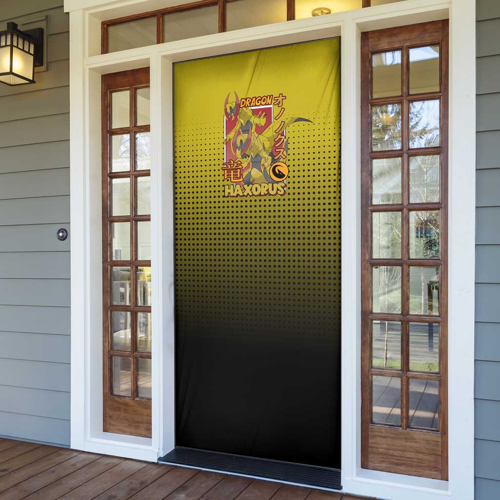 Haxorus from Poké Door Cover with Dragon Type Ability and Battle-Ready Pose Design - The Mazicc