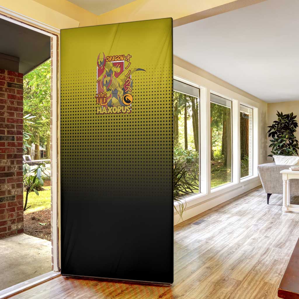 Haxorus from Poké Door Cover with Dragon Type Ability and Battle-Ready Pose Design - The Mazicc