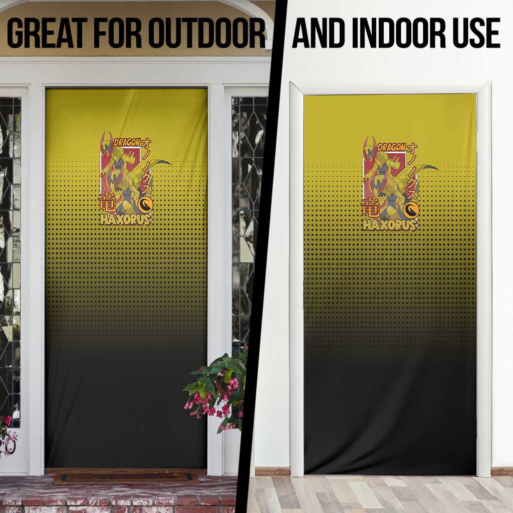 Haxorus from Poké Door Cover with Dragon Type Ability and Battle-Ready Pose Design - The Mazicc