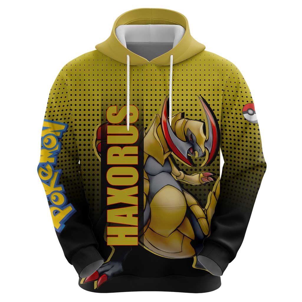 Haxorus from Poké Hoodie with Dragon Type Ability and Battle-Ready Pose Design - The Mazicc