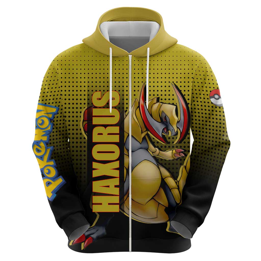 Haxorus from Poké Hoodie with Dragon Type Ability and Battle-Ready Pose Design - The Mazicc