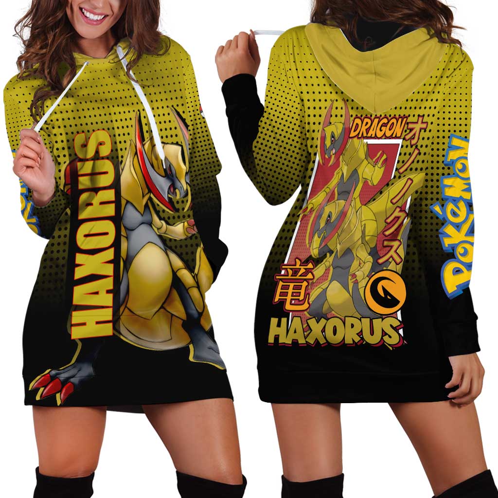 Haxorus from Poké Hoodie Dress with Dragon Type Ability and Battle-Ready Pose Design - The Mazicc