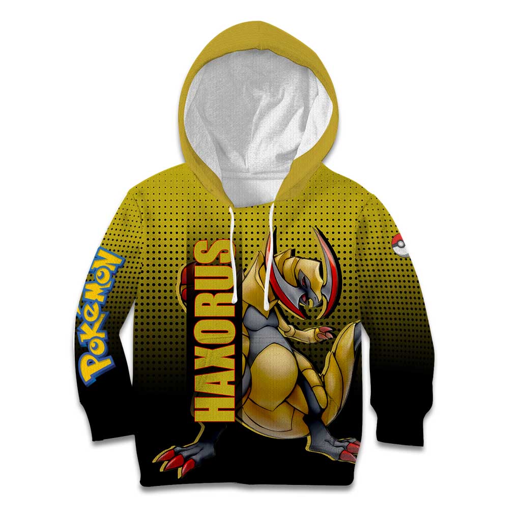 Haxorus from Poké Kid Hoodie with Dragon Type Ability and Battle-Ready Pose Design - The Mazicc