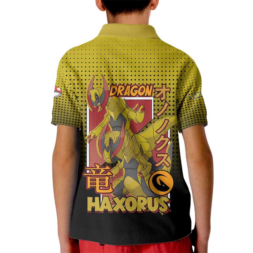 Haxorus from Poké Kid Polo Shirt with Dragon Type Ability and Battle-Ready Pose Design - The Mazicc