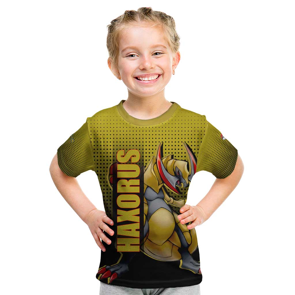 Haxorus from Poké Kid T Shirt with Dragon Type Ability and Battle-Ready Pose Design - The Mazicc
