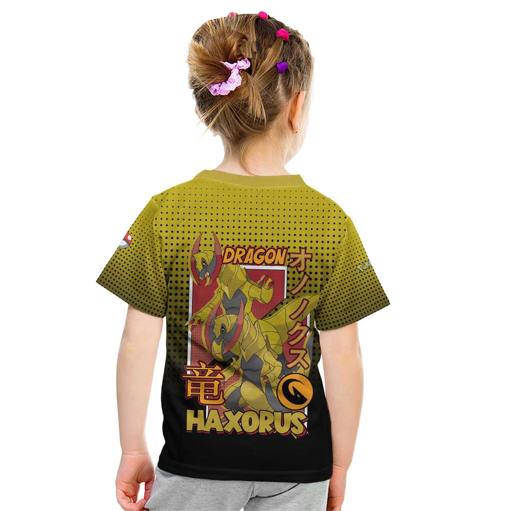 Haxorus from Poké Kid T Shirt with Dragon Type Ability and Battle-Ready Pose Design - The Mazicc