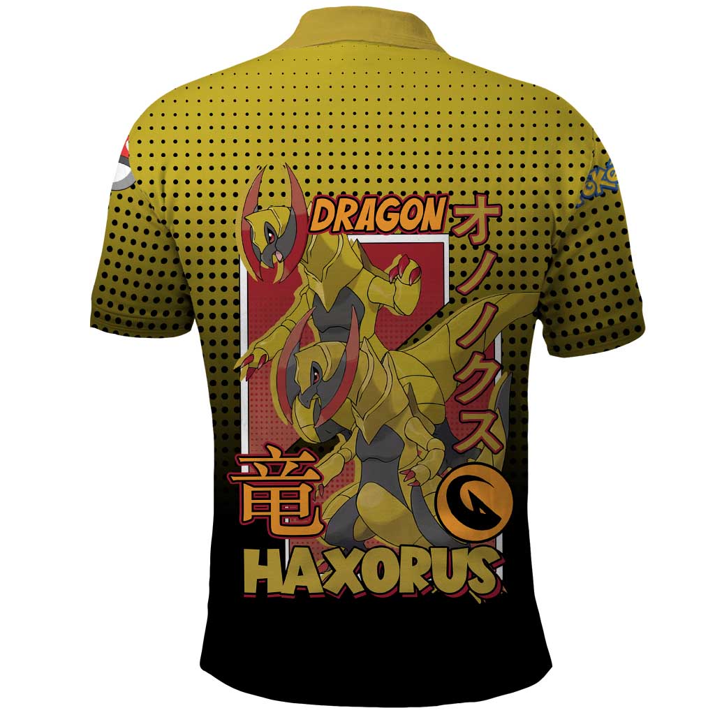 Haxorus from Poké Polo Shirt with Dragon Type Ability and Battle-Ready Pose Design - The Mazicc