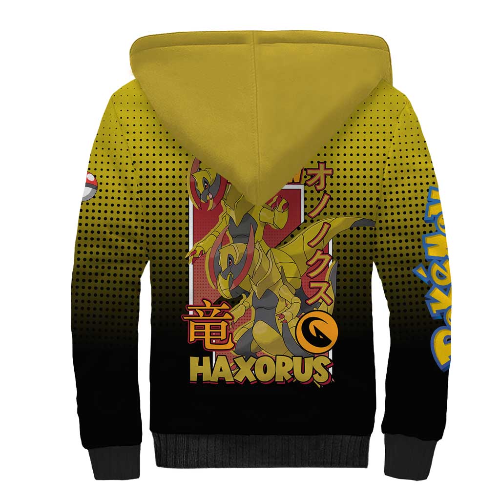 Haxorus from Poké Sherpa Hoodie with Dragon Type Ability and Battle-Ready Pose Design - The Mazicc