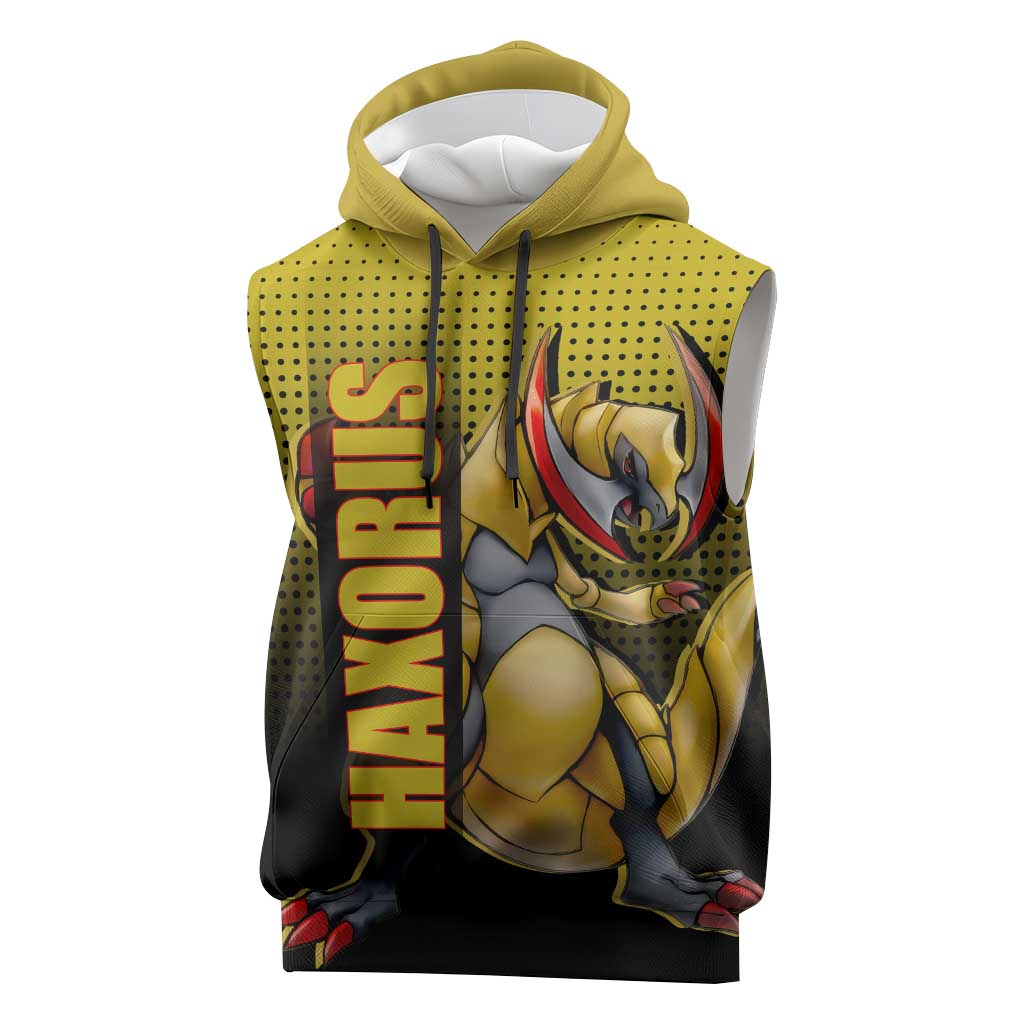 Haxorus from Poké Sleeveless Hoodie with Dragon Type Ability and Battle-Ready Pose Design - The Mazicc