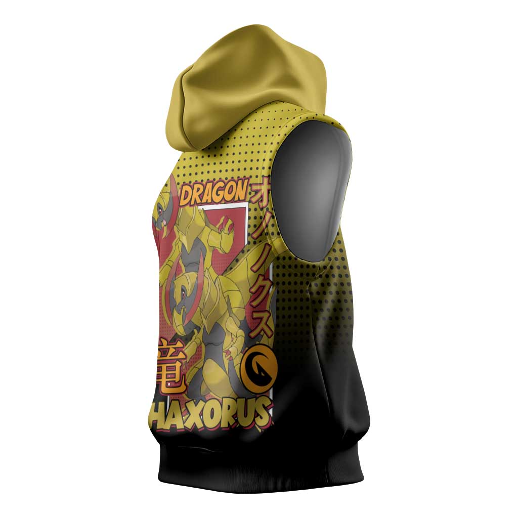 Haxorus from Poké Sleeveless Hoodie with Dragon Type Ability and Battle-Ready Pose Design - The Mazicc