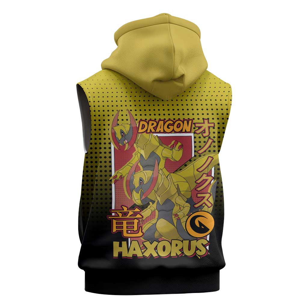 Haxorus from Poké Sleeveless Zip Hoodie with Dragon Type Ability and Battle-Ready Pose Design - The Mazicc