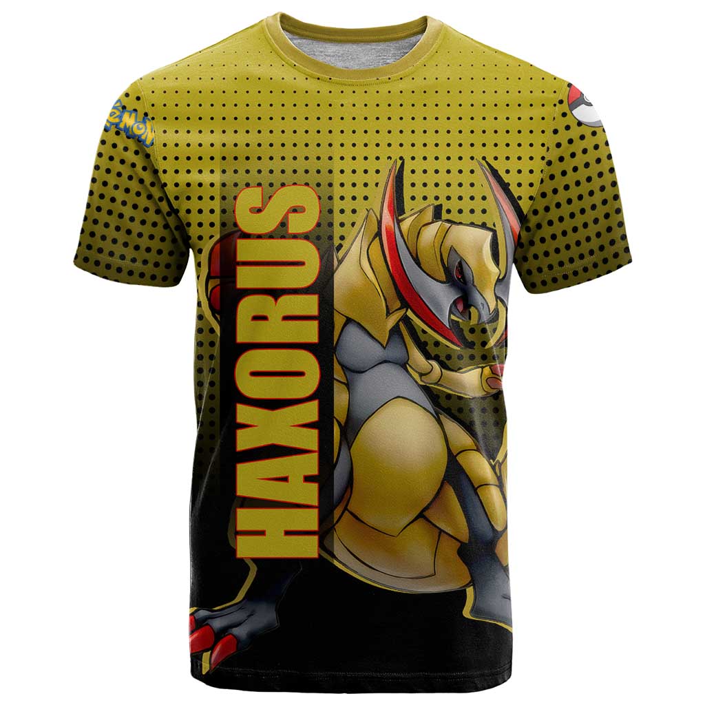 Haxorus from Poké T Shirt with Dragon Type Ability and Battle-Ready Pose Design - The Mazicc