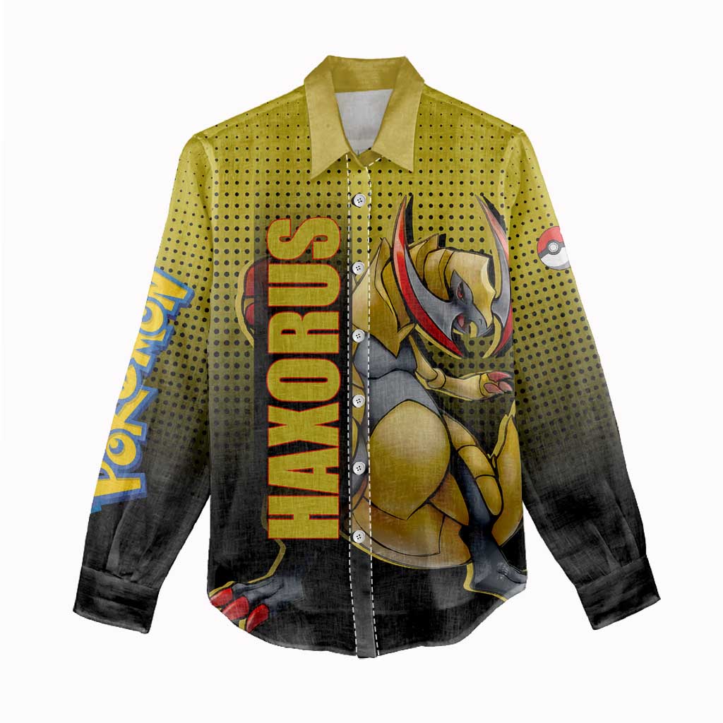 Haxorus from Poké Women Casual Shirt with Dragon Type Ability and Battle-Ready Pose Design - The Mazicc