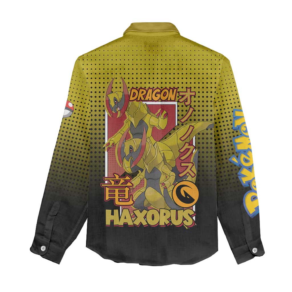 Haxorus from Poké Women Casual Shirt with Dragon Type Ability and Battle-Ready Pose Design - The Mazicc