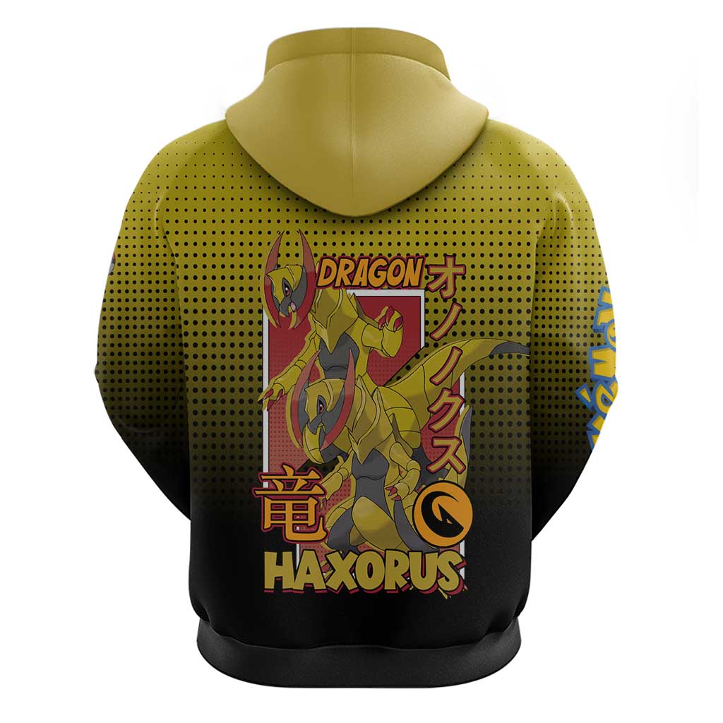 Haxorus from Poké Zip Hoodie with Dragon Type Ability and Battle-Ready Pose Design - The Mazicc