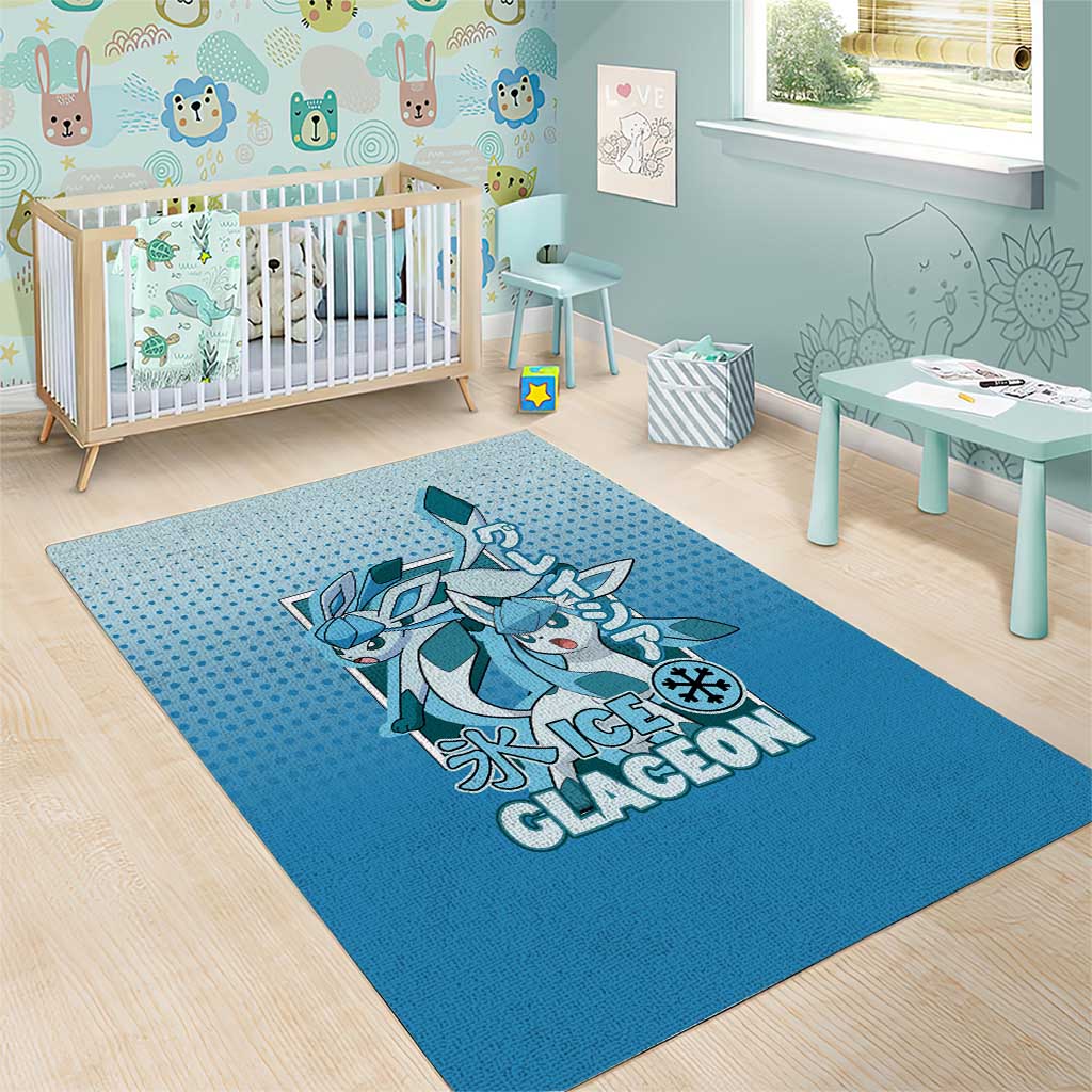 Glaceon from Poké Area Rug with Ice Type Ability and Elegant Pose Design - The Mazicc