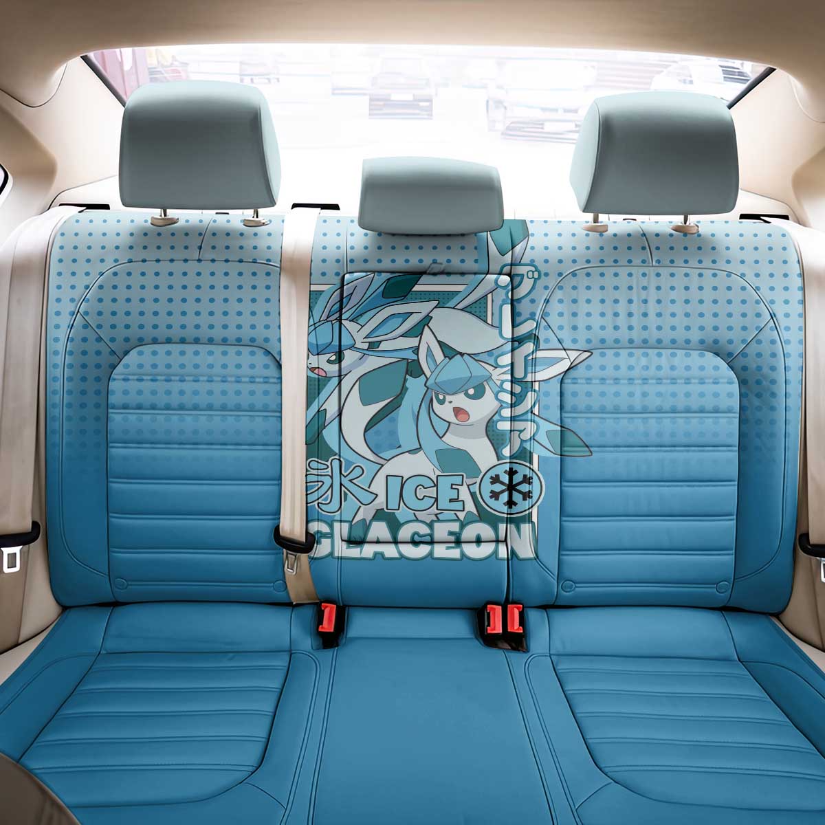 Glaceon from Poké Back Car Seat Cover with Ice Type Ability and Elegant Pose Design - The Mazicc