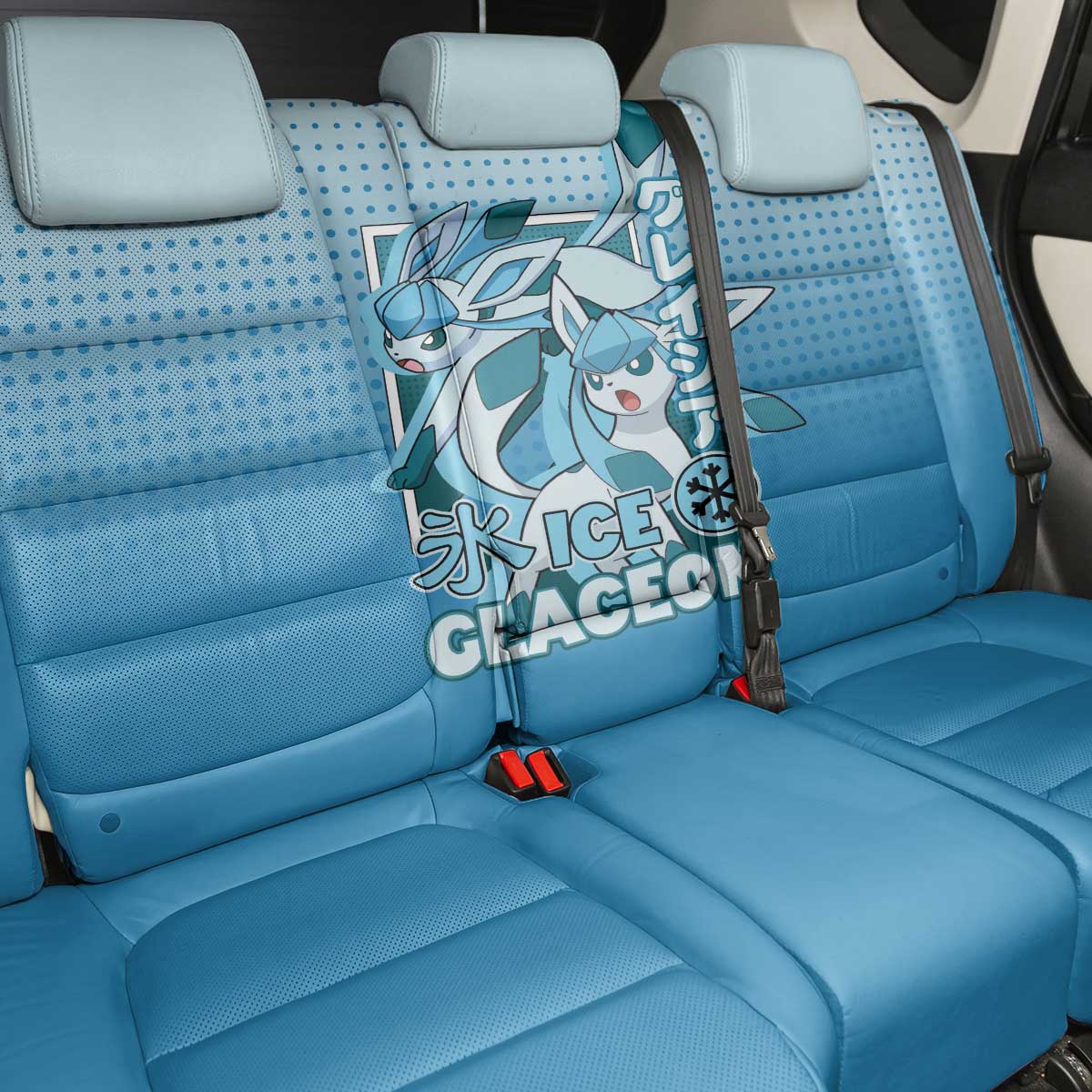 Glaceon from Poké Back Car Seat Cover with Ice Type Ability and Elegant Pose Design - The Mazicc