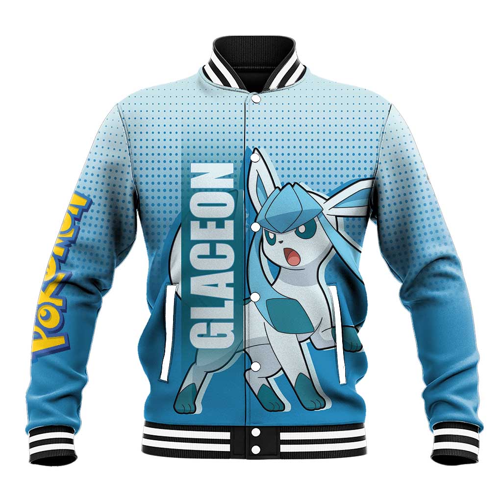Glaceon from Poké Baseball Jacket with Ice Type Ability and Elegant Pose Design - The Mazicc