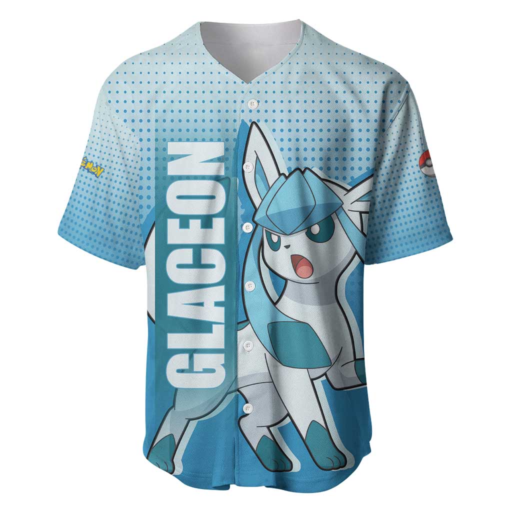Glaceon from Poké Baseball Jersey with Ice Type Ability and Elegant Pose Design - The Mazicc