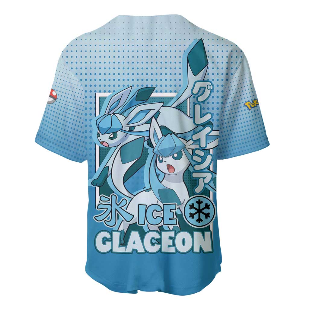 Glaceon from Poké Baseball Jersey with Ice Type Ability and Elegant Pose Design - The Mazicc