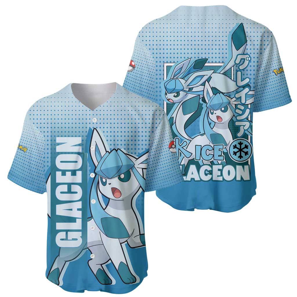 Glaceon from Poké Baseball Jersey with Ice Type Ability and Elegant Pose Design - The Mazicc