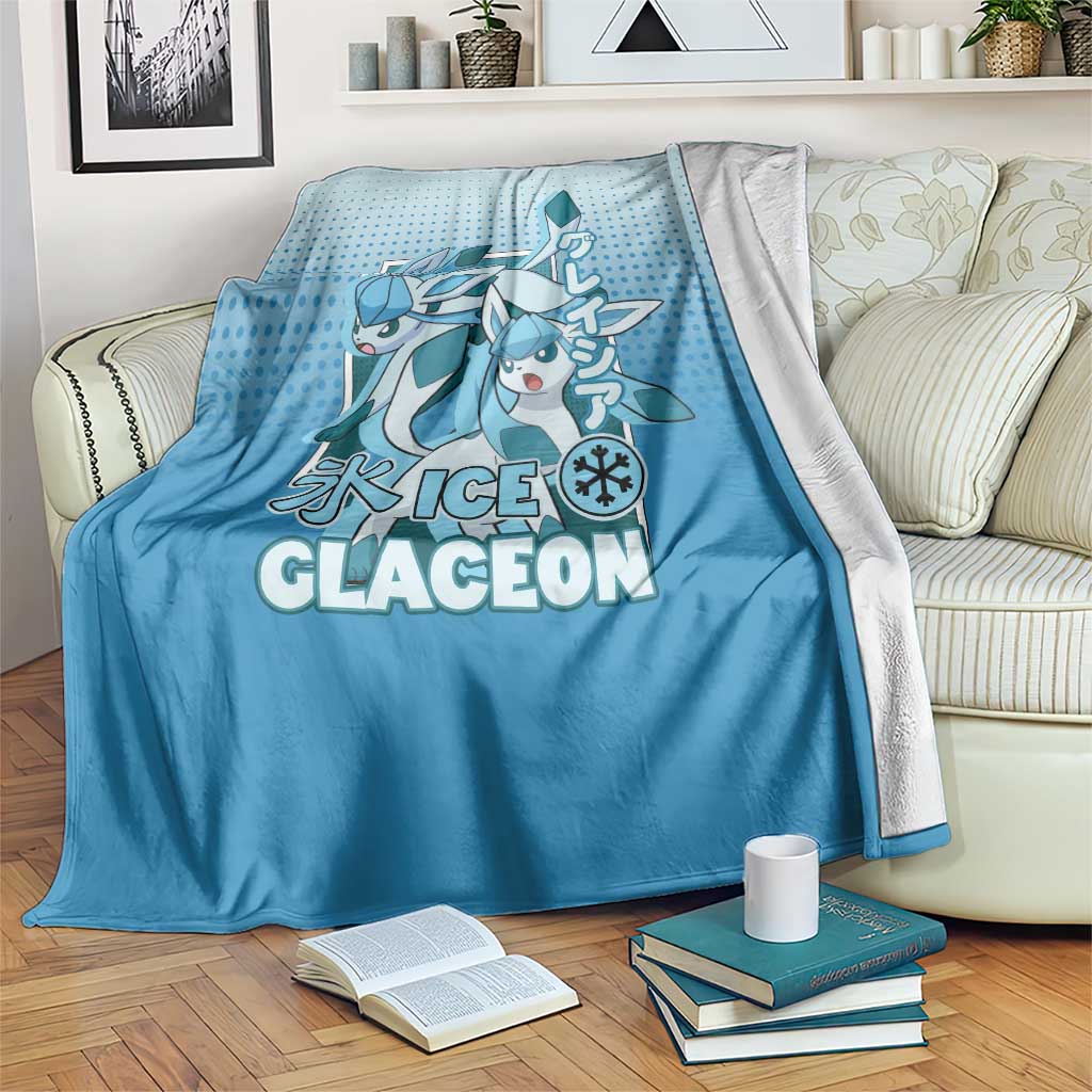 Glaceon from Poké Blanket with Ice Type Ability and Elegant Pose Design - The Mazicc