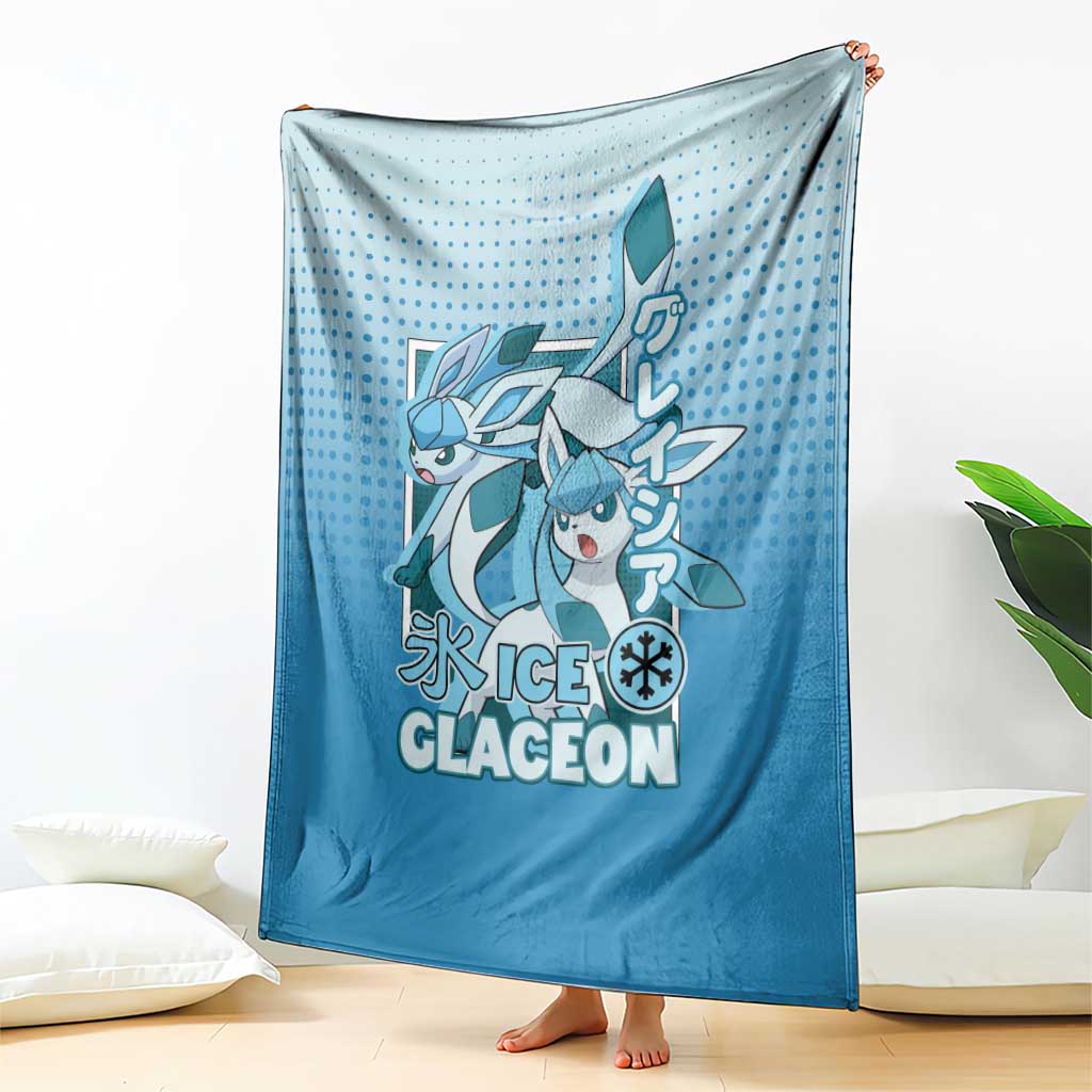 Glaceon from Poké Blanket with Ice Type Ability and Elegant Pose Design - The Mazicc